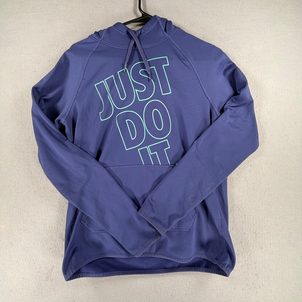 Nike Men's Small Blue Just Do It Pullover Hoodie Dri-FIT Training Sweatshirt